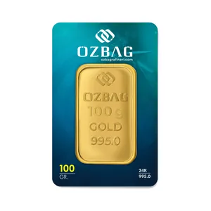 Görsel 1: Özbağ 100 gram külçe altın, kartela ön yüzü