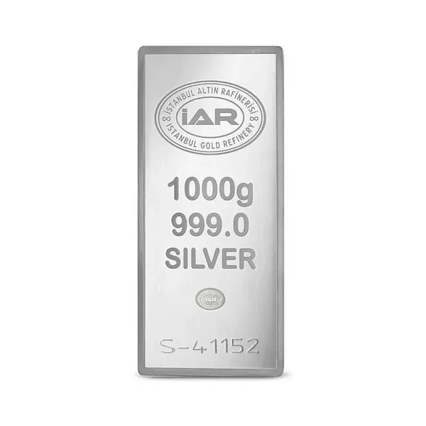 İAR 1000 gram külçe gümüş, ön yüz